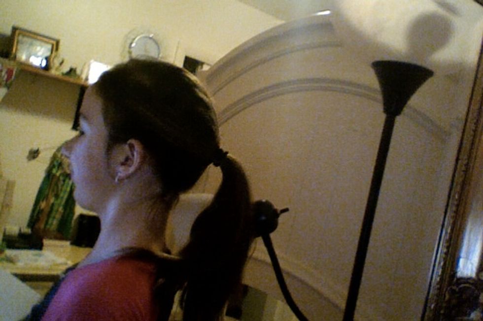 Pull hair up in a pony tail (this step is optional)