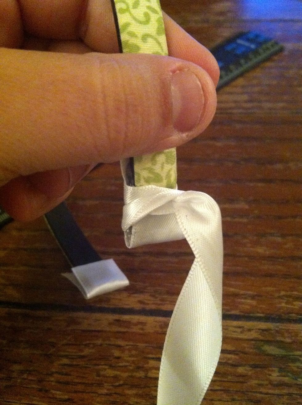 Pull it through tightly. You've made your first 'stitch'.