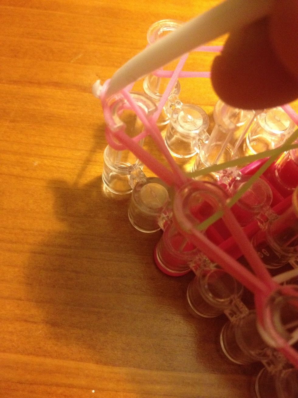 Pull it up and through to the last left pin