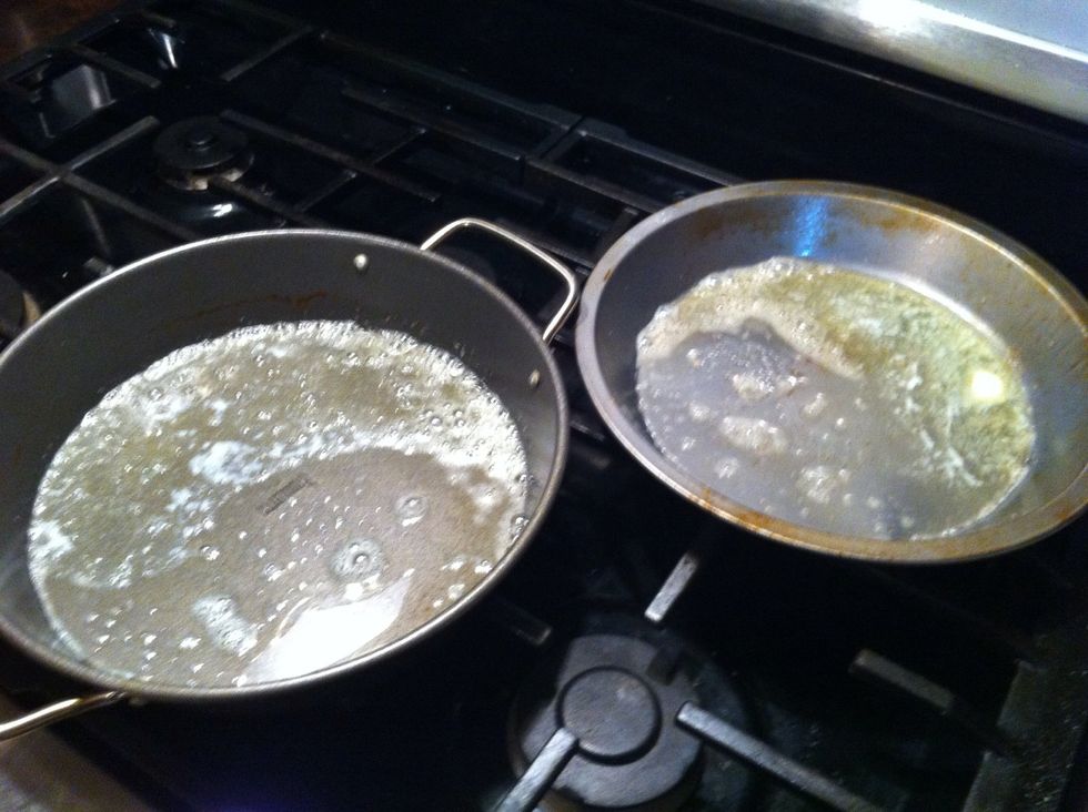 Pull out heated pans.