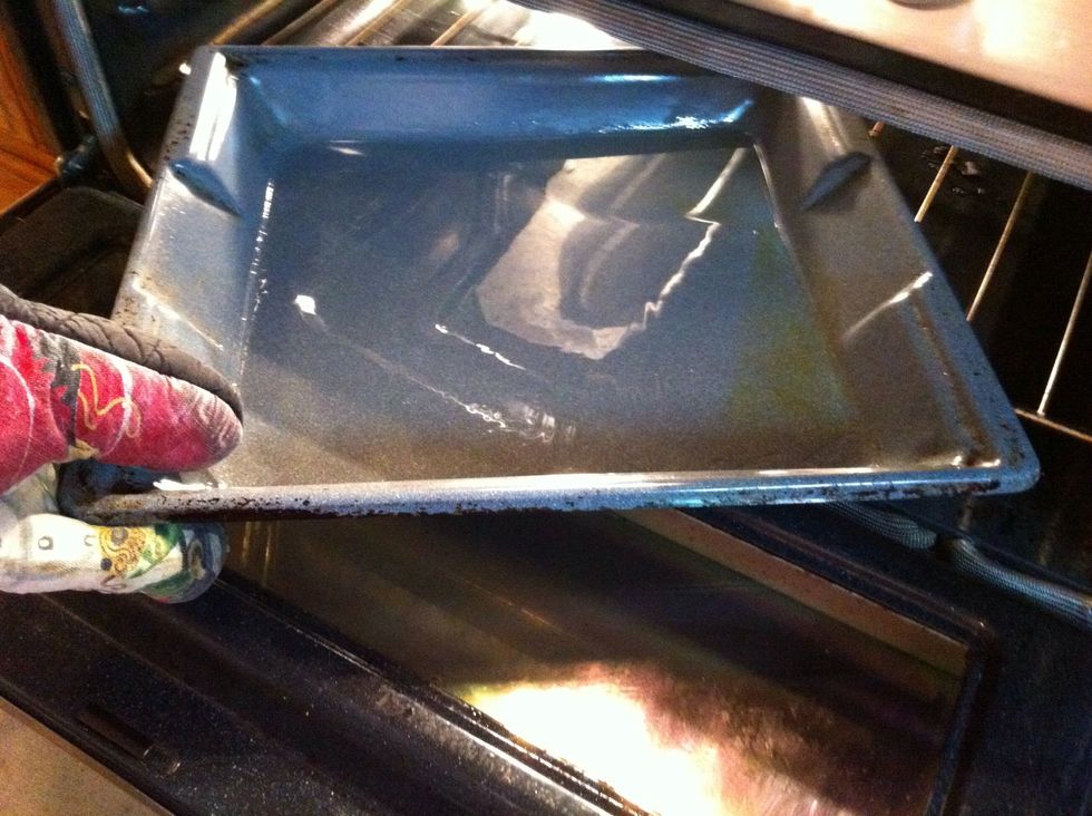 Pull out preheated pan.