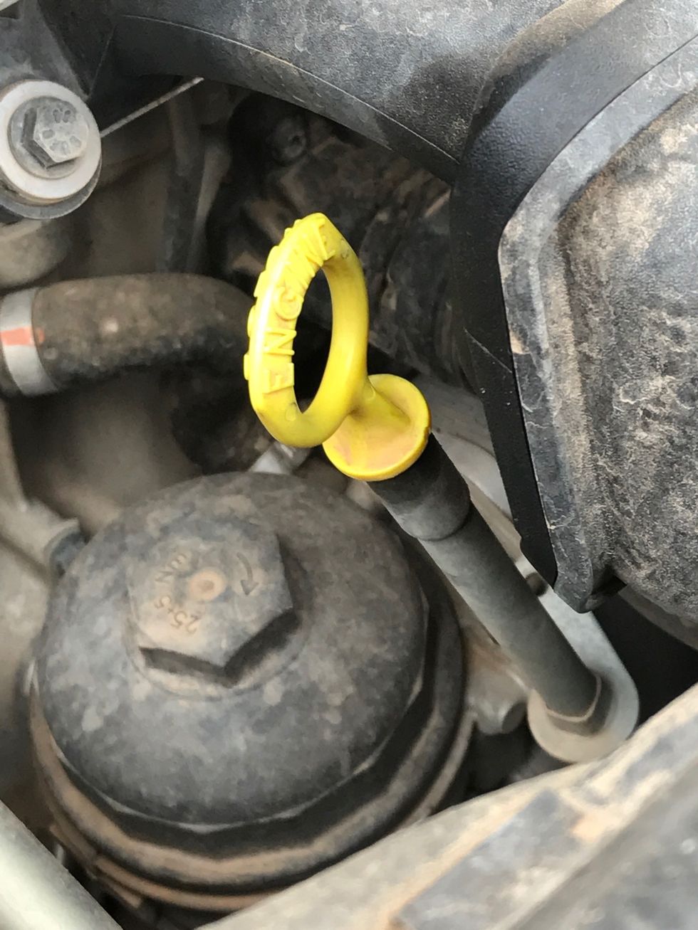 Pull out the dipstick.