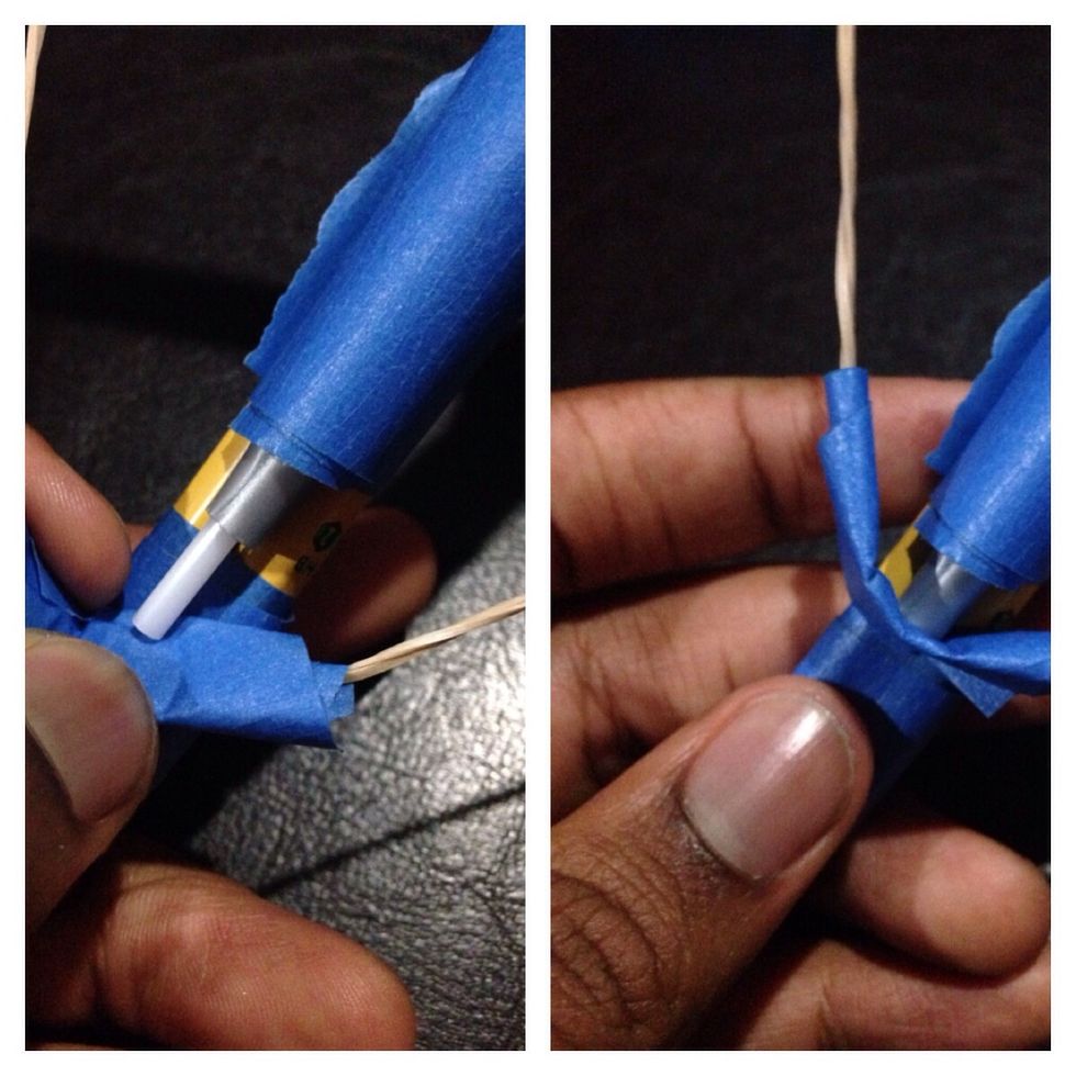 Pull the drawstring back until the projectile is resting in the pouch of the cradle. Make sure you can slide it back fast. Also make sure you can slide it in nice and easy if you decide not to shoot.