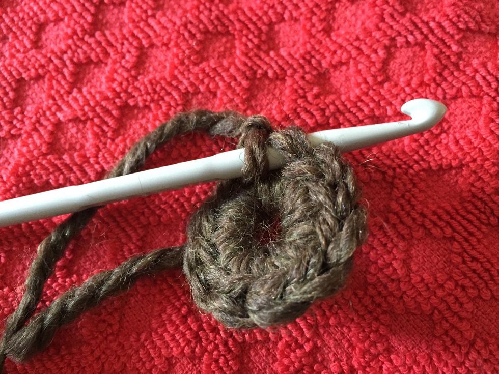 Pull the hook in the previus stitch