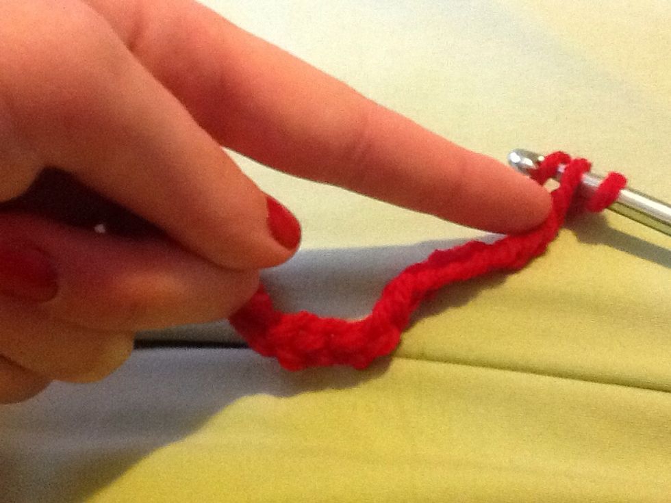 Pull the middle loop over the wrapped around yarn