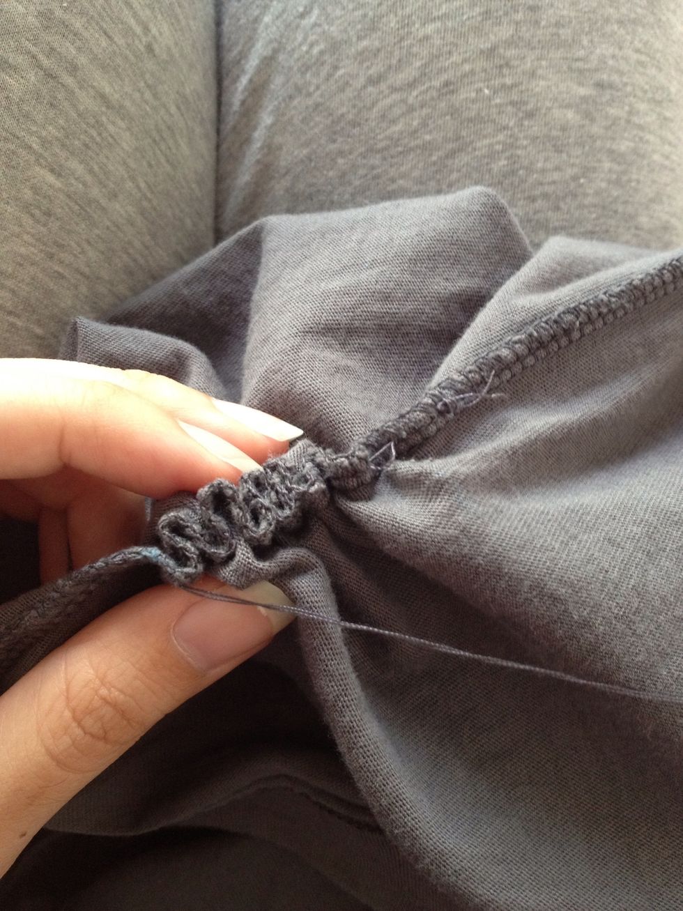 Pull the stitches together until you are satisfied with how tight the scrunches are.