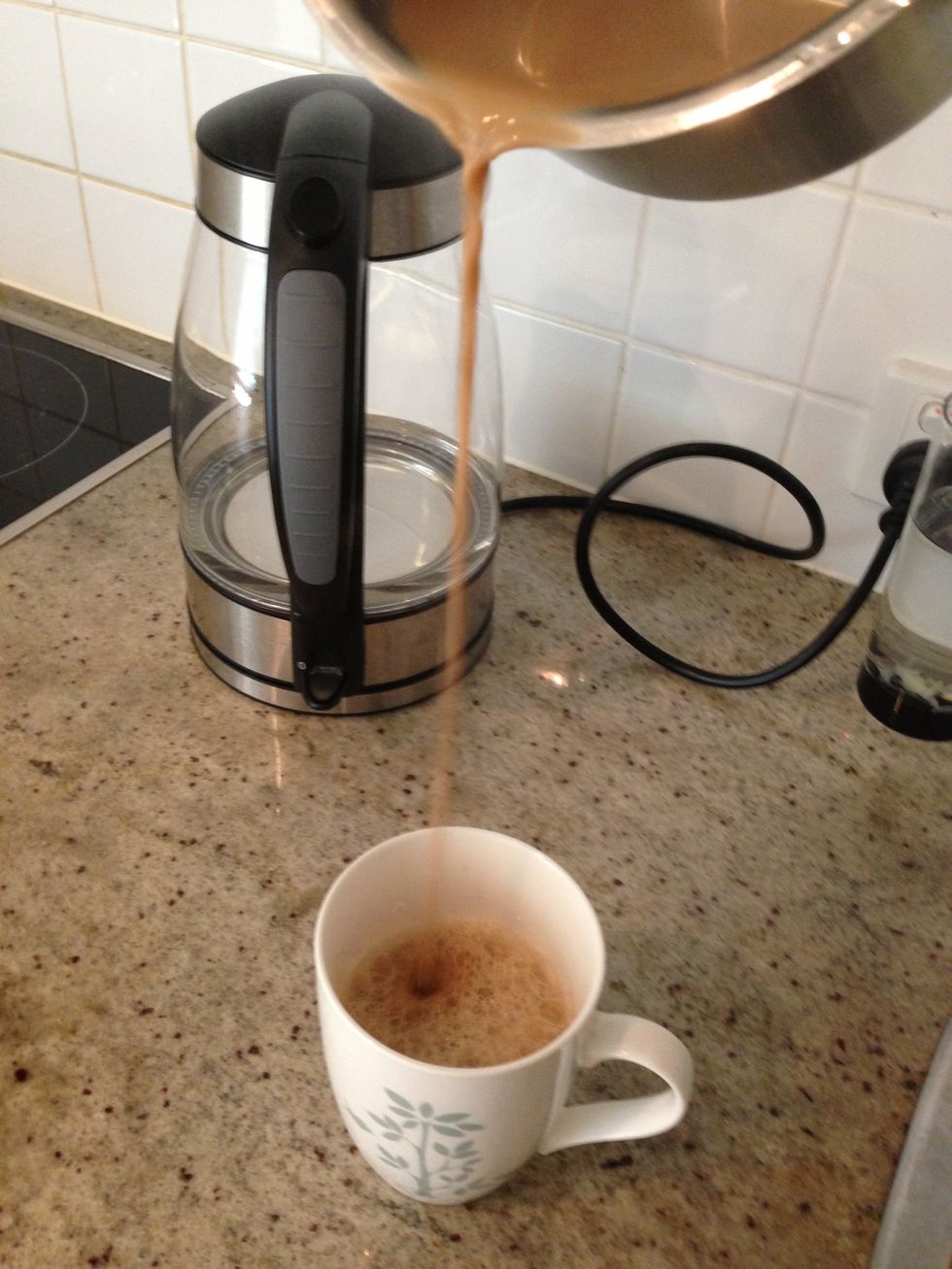 Pull the tea by transferring it to the mug from the pot from a higher level, repeat as desired consistency is achieved
