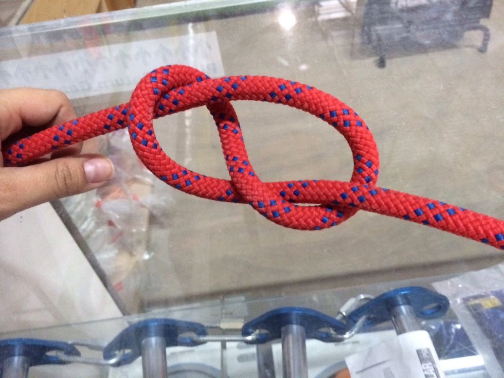 Pull through, and you have tied a figure eight knot.