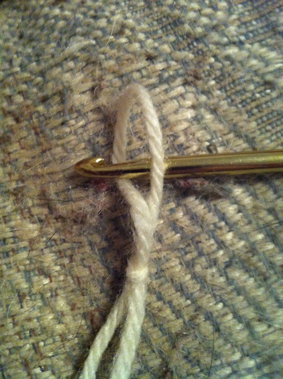 pull throuh the outer loop, slip of your fingers and pull thight... you should have a nice knot in your yarn with a loop on top