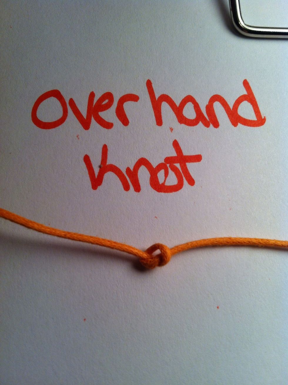 Pull tight. This can be done with and number of 'strings'. To get a tight overhand knot using multiple strings, tug on each tail separately after you've tied your knot.