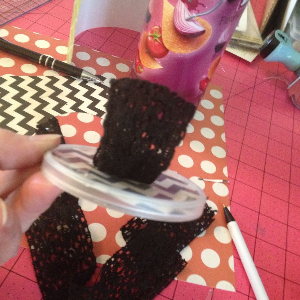 Pull trim through. If its narrower trim you can just tie a knot under