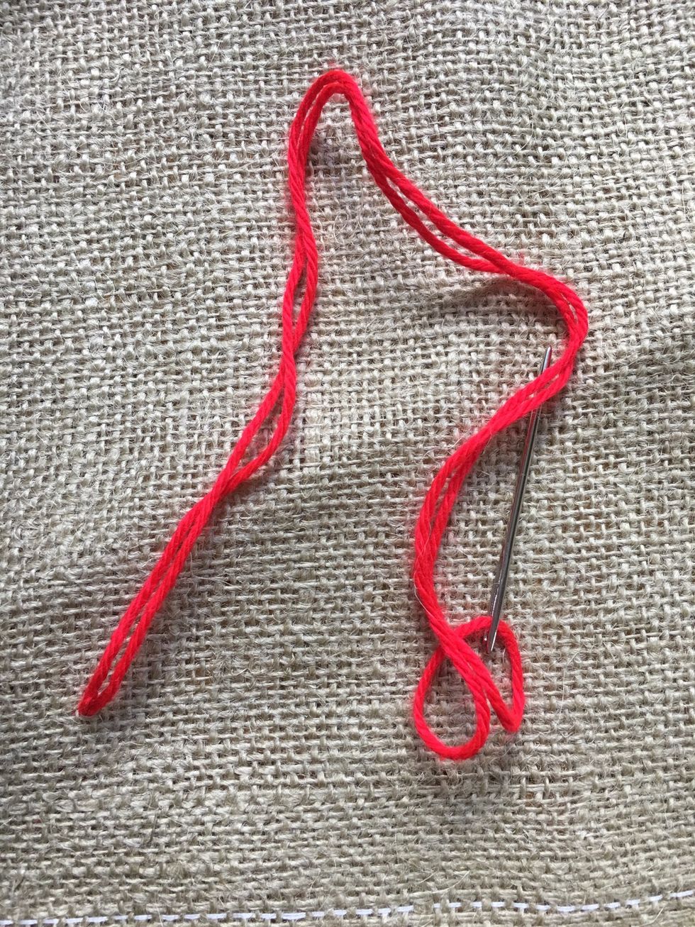 Pull yarn all the way through.