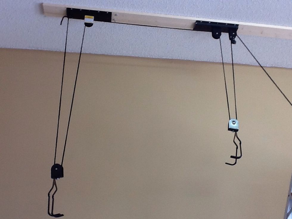 Pulley rope attached to brackets.