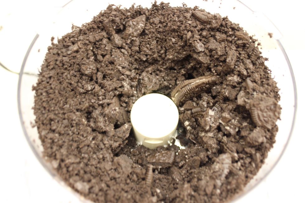 Pulse on and off until cookies are crushed into large chunks.