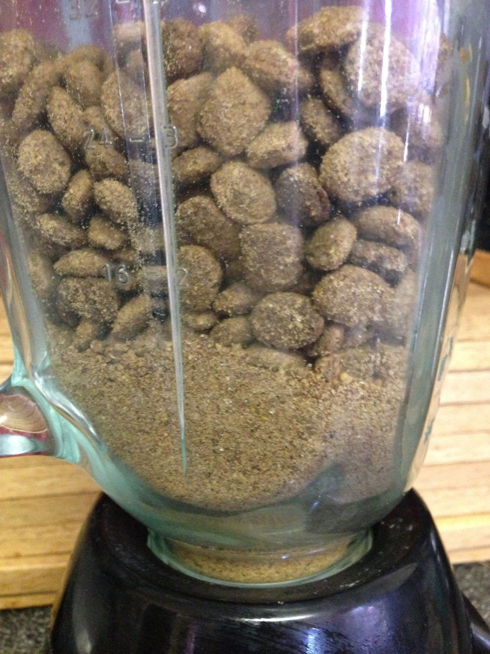 Pulse the blender on high speed( on and off) and mix with a spoon during intervals. It should start looking something like this!