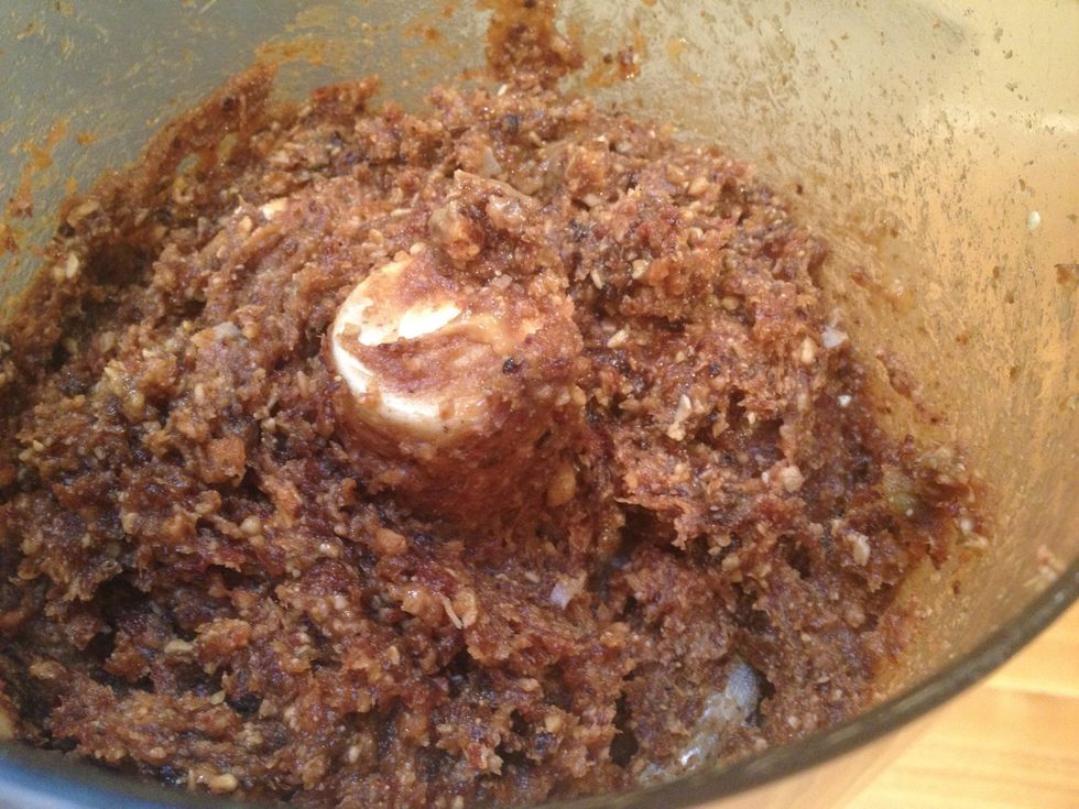 Pulse until combined. This is a thick mixture, so the food processor might get stuck. That's ok, just keep going! If it really won't turn, add some almond milk or water to loosen things up.