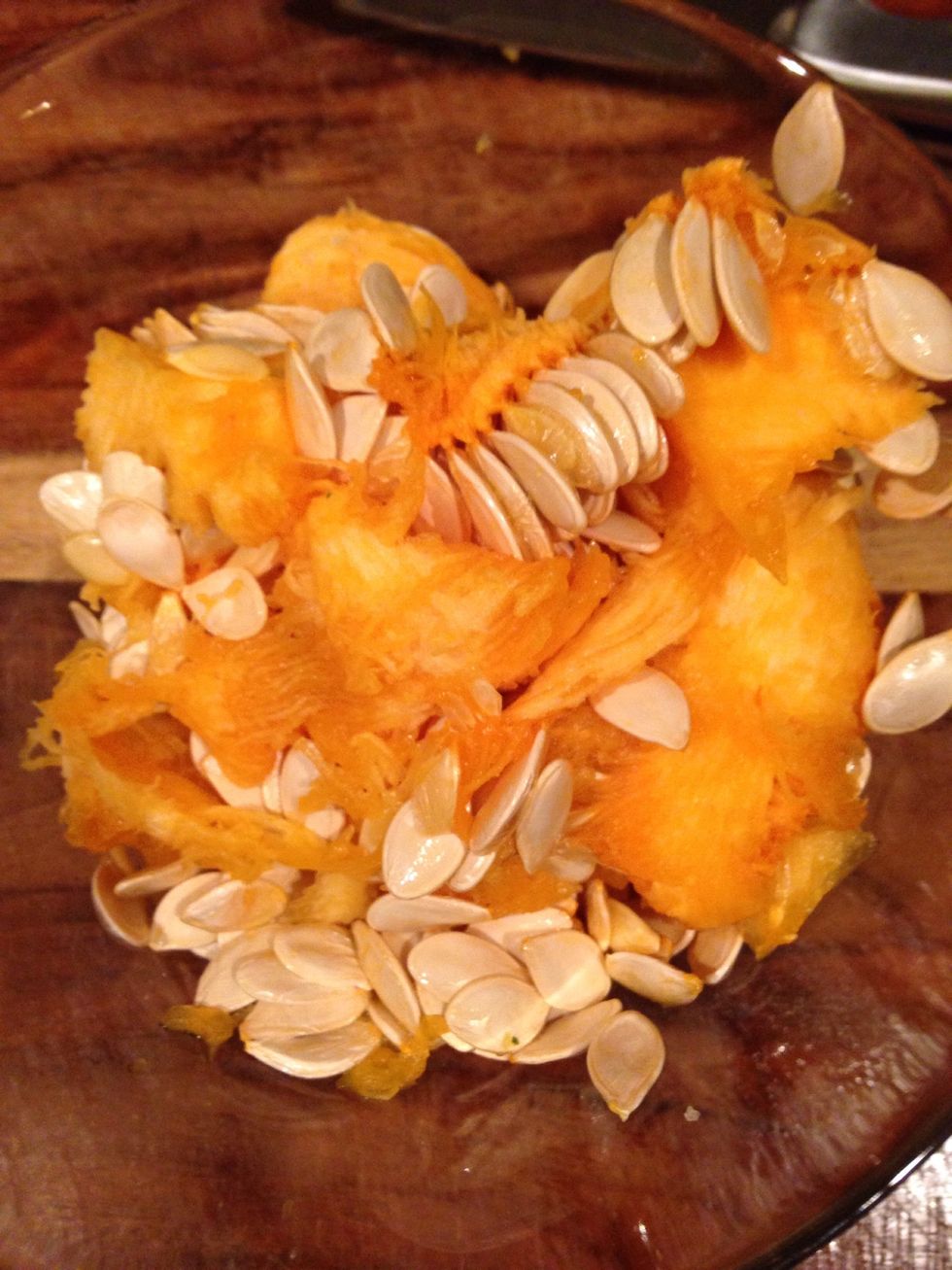 Pumpkin guts! Nom nom nom!
