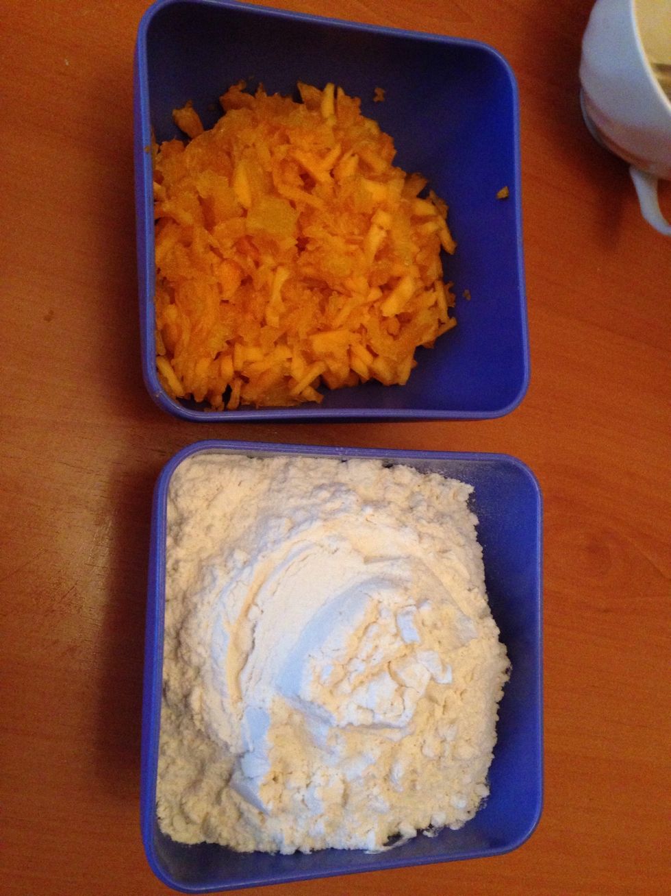 Pumpkin (left from pumpkin carving ;)) and flour