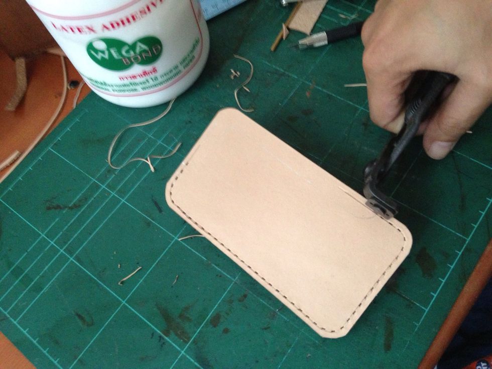 Punch a hole using your stitching hole pliers