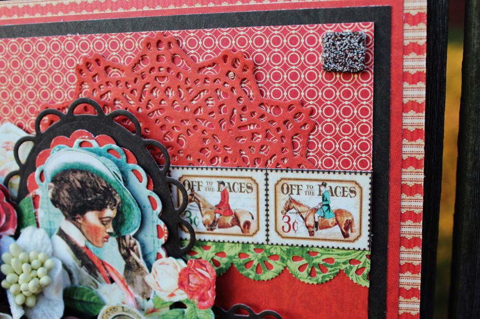 Punch border out; adhere to front of card front with border.