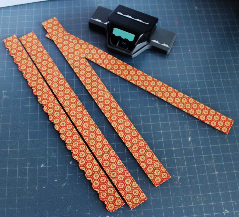 Punch four strips with border punch.