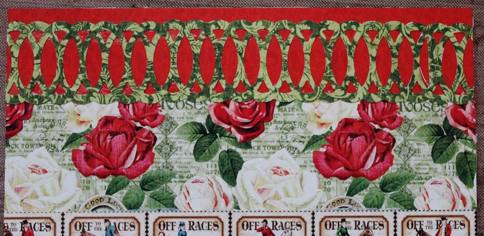 Punch Le Oval Chain from pattern paper, adhere to front of card.