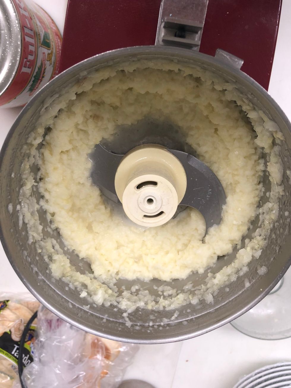 Pur\u00e9e onion, garlic, ginger.