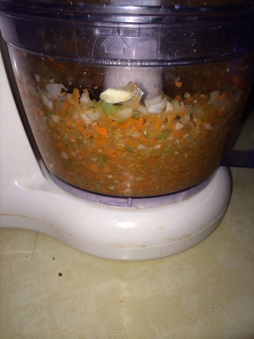 Pur\u00e9e so it looks like a chunky soup.