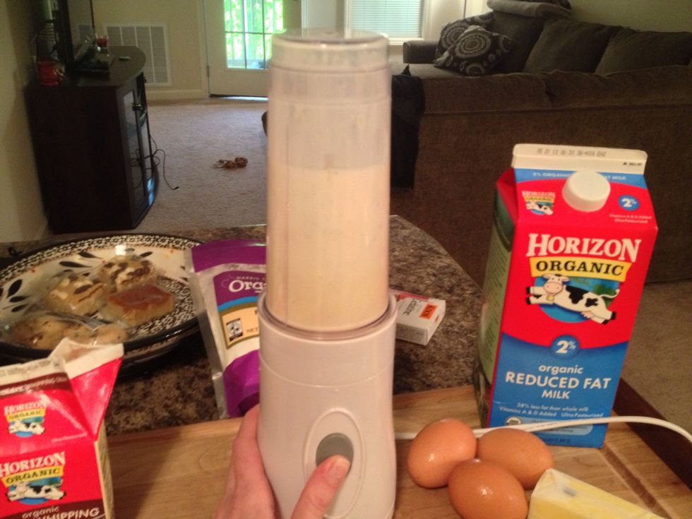 Pur\u00e9e this mixture for a few seconds to make room for the rest of your ingredients that need blending. Even if you are using something larger than this, you should still blend for a few seconds.