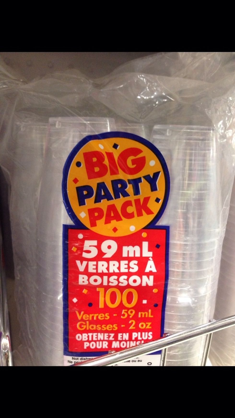 Purchase supplies.   -100 shot glasses -One 8oz container of sprinkles (8oz is enough to do 100 shot glasses) -1/4 cup white melting chocolate (if that)