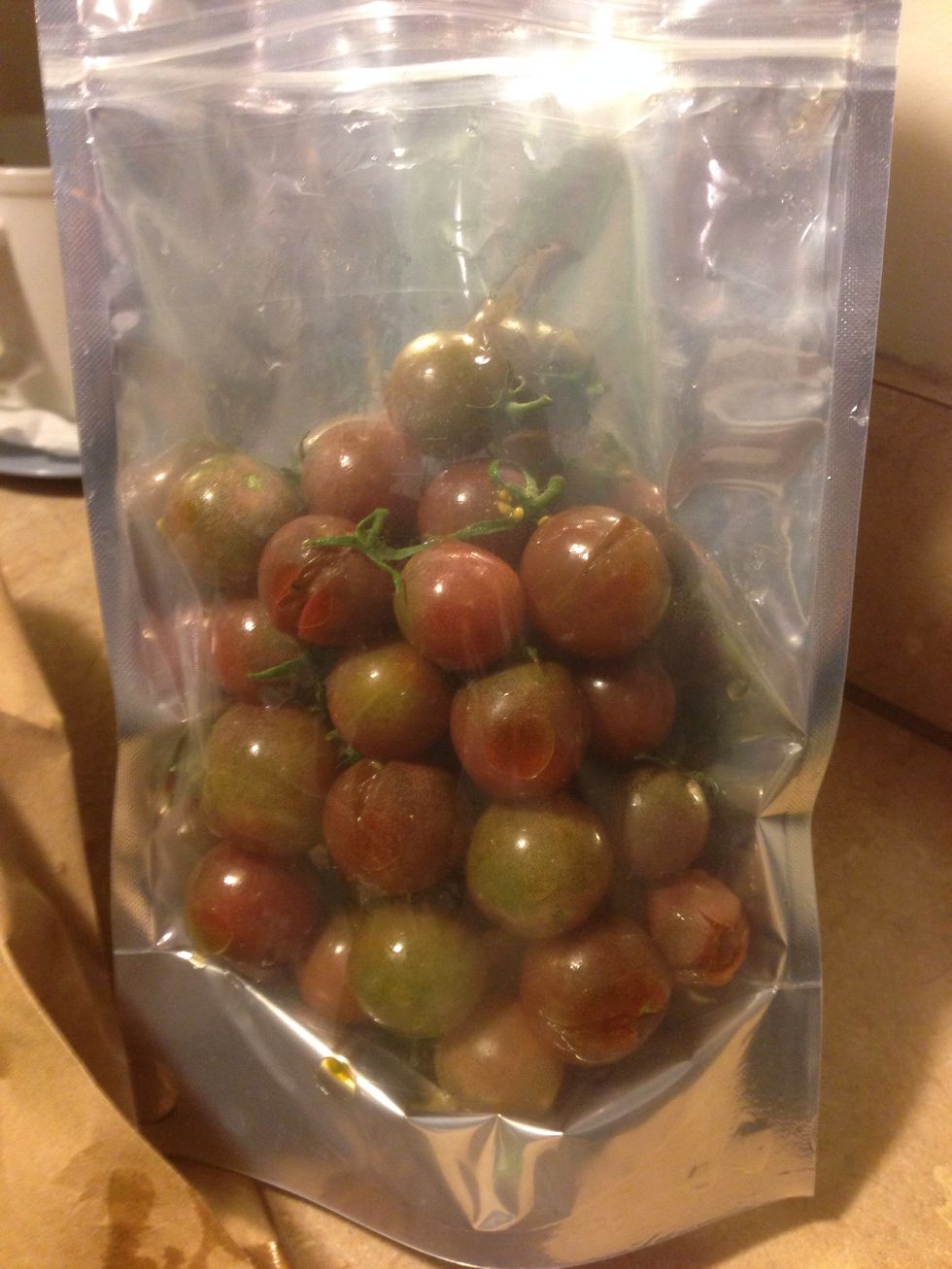 Purple cherry tomatoes.