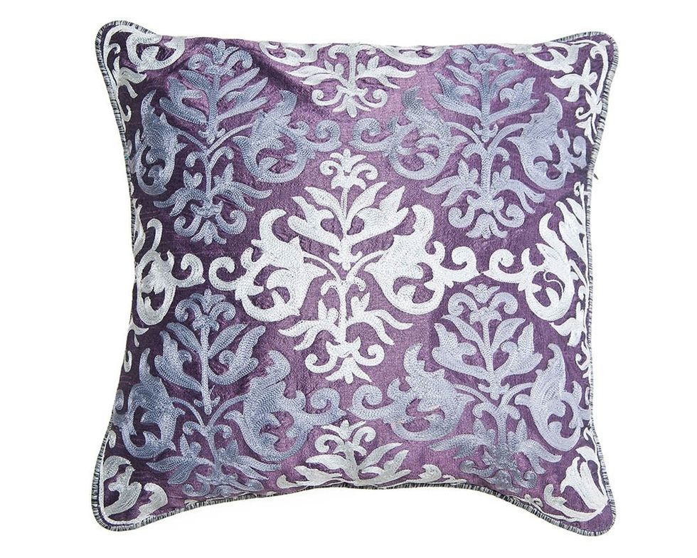 Purple Ornamental Crewel Embroidered Cushion Cover, Shop Now:- https://www.maddhome.com/embellished-cushion-covers/purple-ornamental-crewel-embroidered-cushion-cover.html