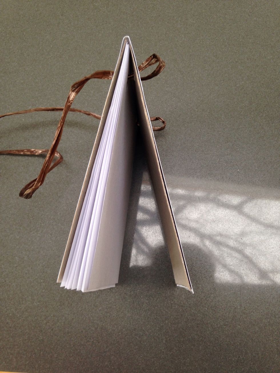 Push a loop of ribbon through each hole, from the back.