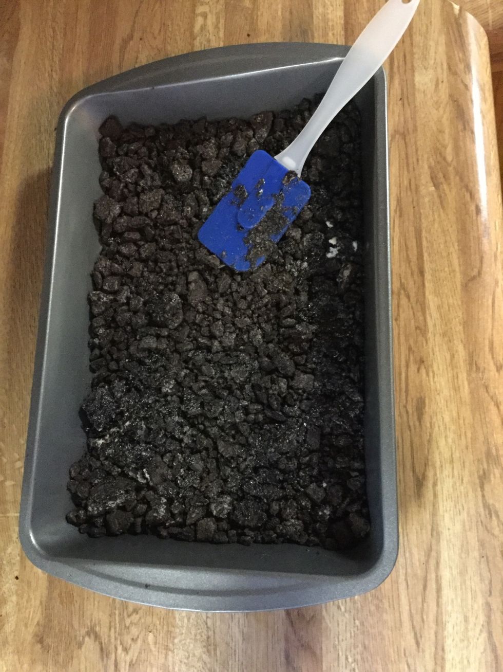 Push mixture into bottom of pan using a spatula.