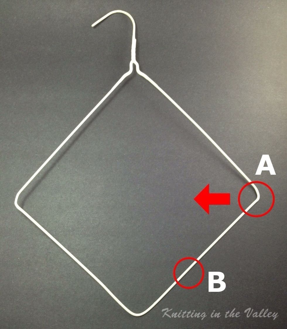 Push pt A inward to the center; locate pt B for a desirable width of the foot portion of the blocker
