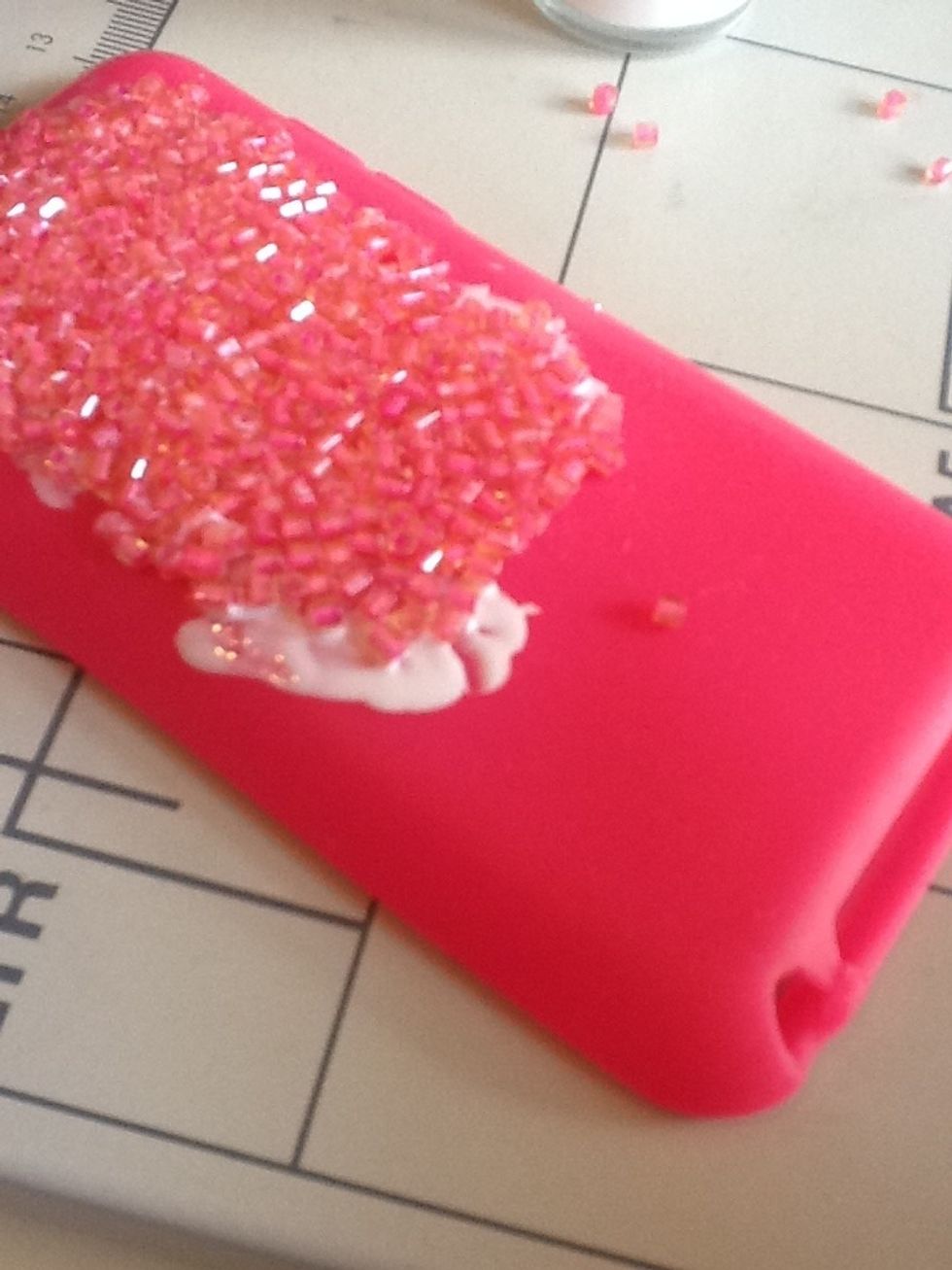 push the beads up to the other all ready stuck on