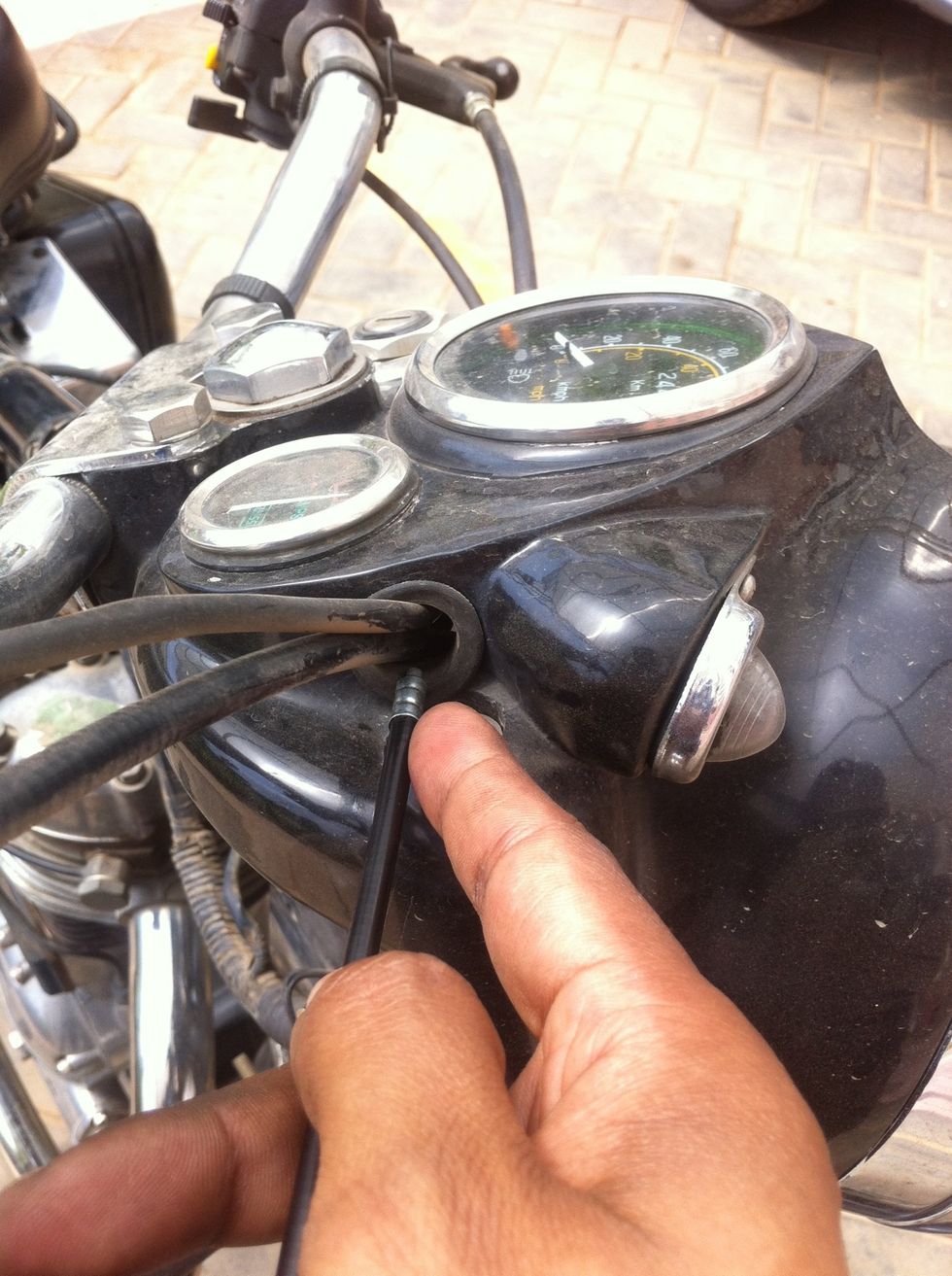 Push the cable through until resistance is felt.