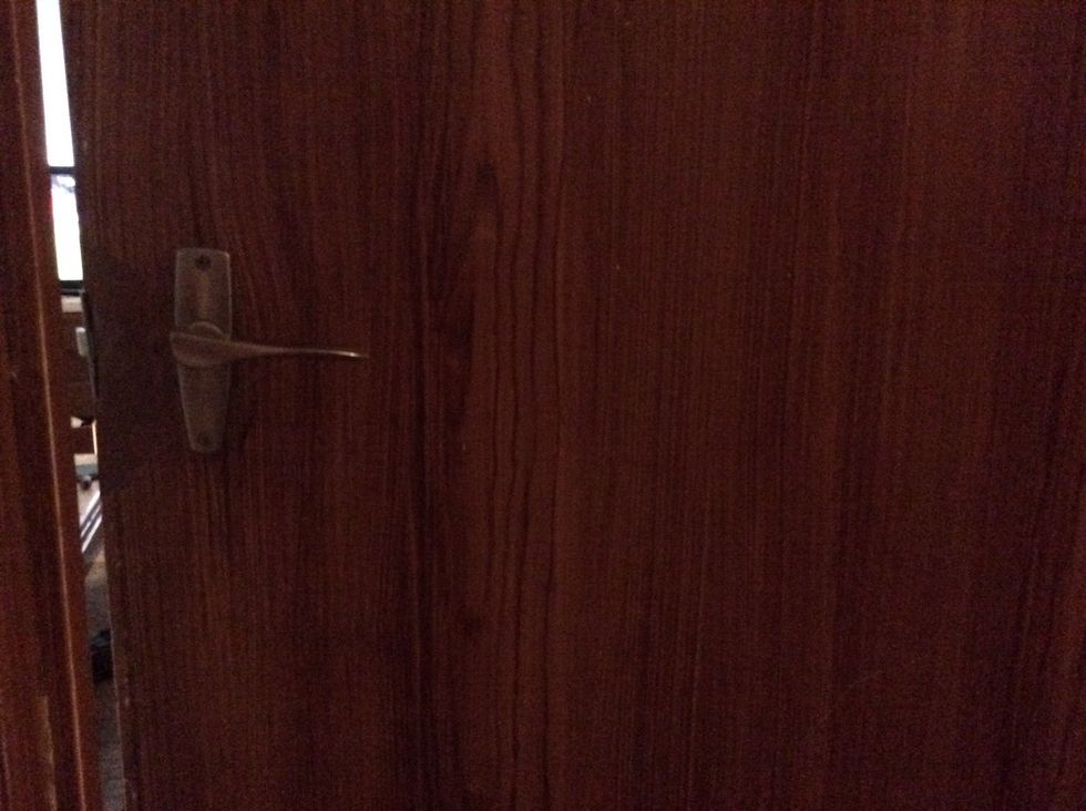 Push the door open while twisting or pulling on the handle. Don't push the door too hard or it will slam.