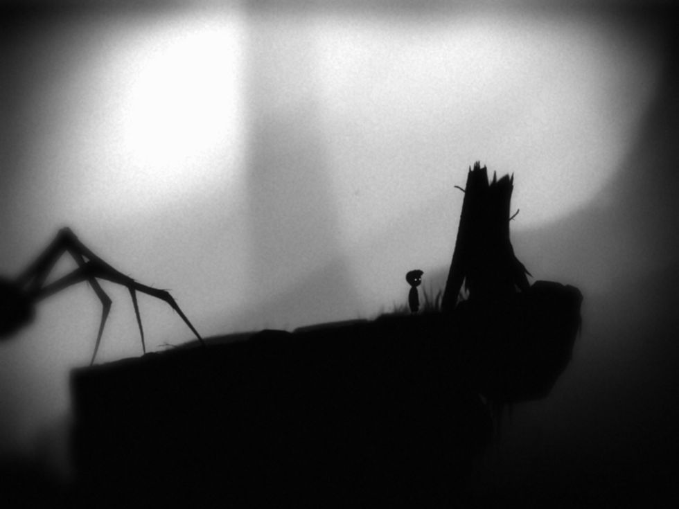 Push the log down to form a bridge