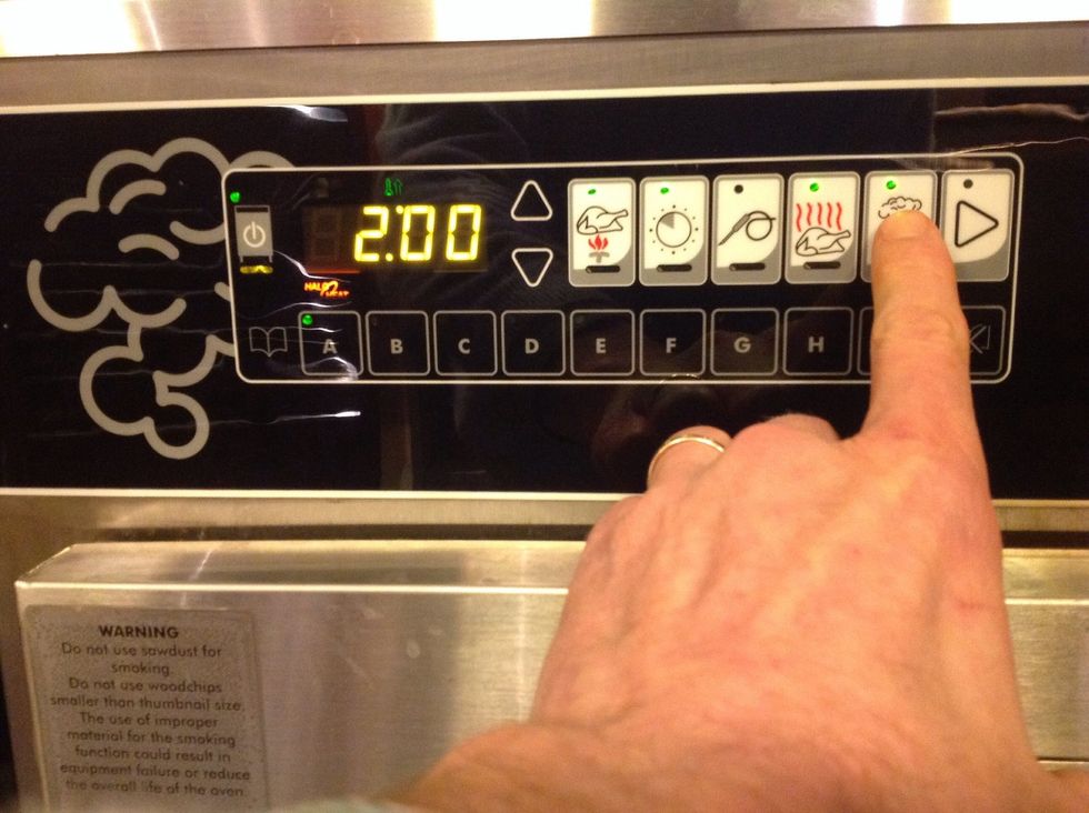 Push this button to set smoke time. Adjust to 2 hours.