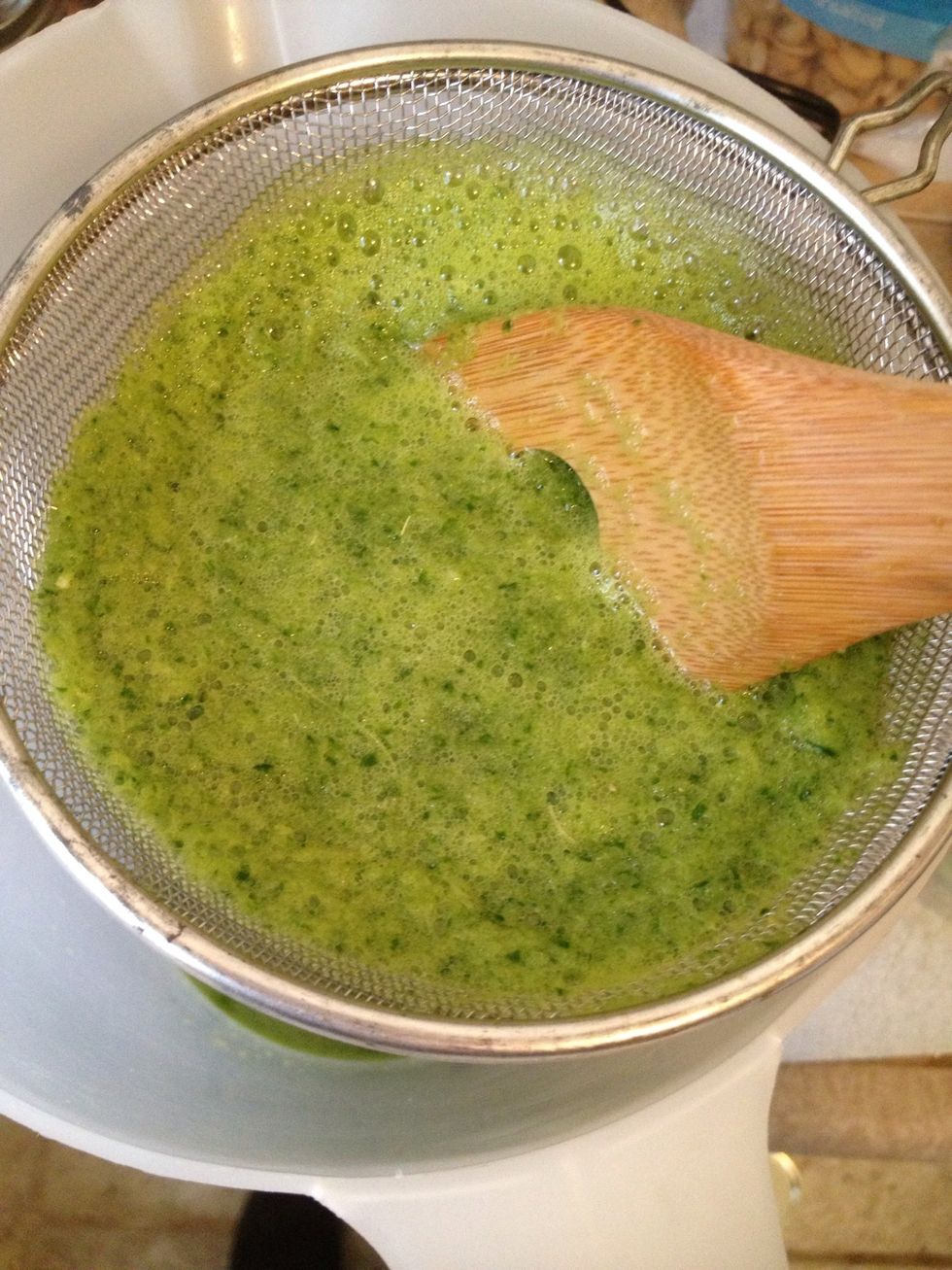 Push through a strainer.