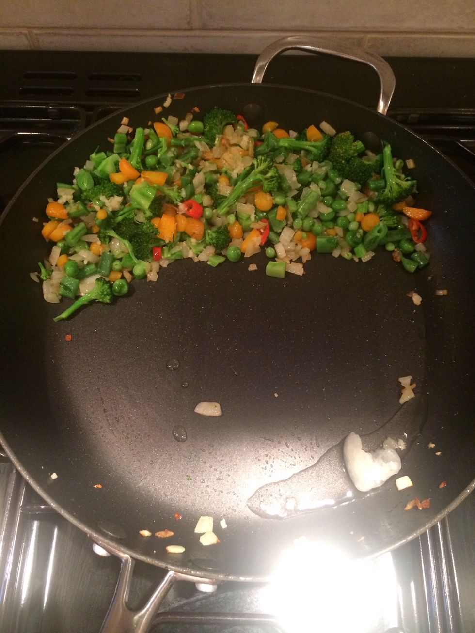 Push veg to side if pan add little more coconut oil or butter of no coconut