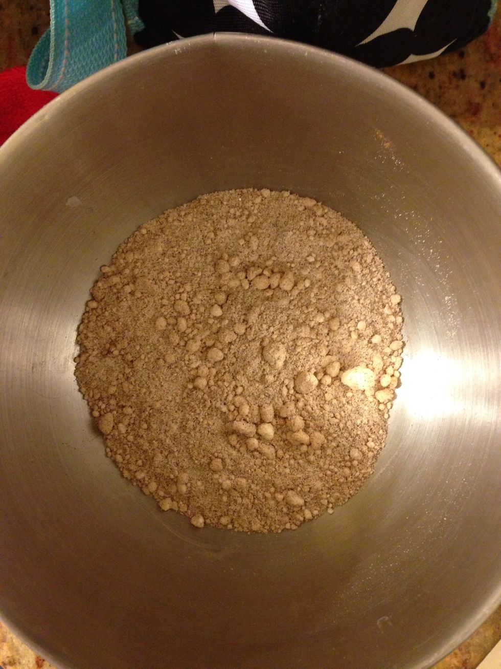Put 1/2 cup of mixture into a small bowl. Add remaining2 tbsp of sugar & cinnamon & set aside.
