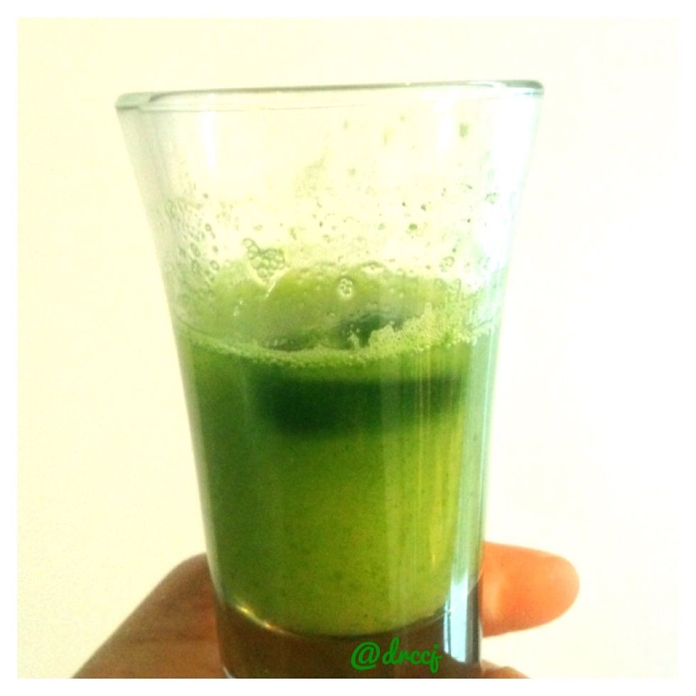 Put 1-2 wheatgrass cubes in a shot glass. Consume alone or with juice by filling the remainder of the glass with a juice of your choice. Let cube(s) completely melt before enjoying the shot.