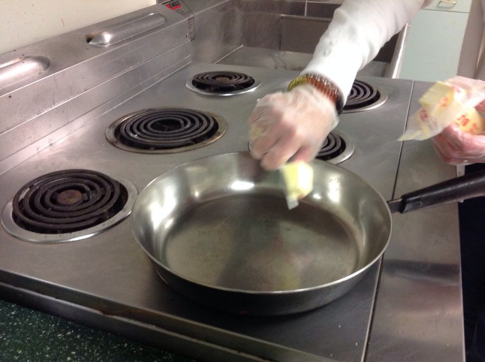 Put 1/4 stick of butter in the pan