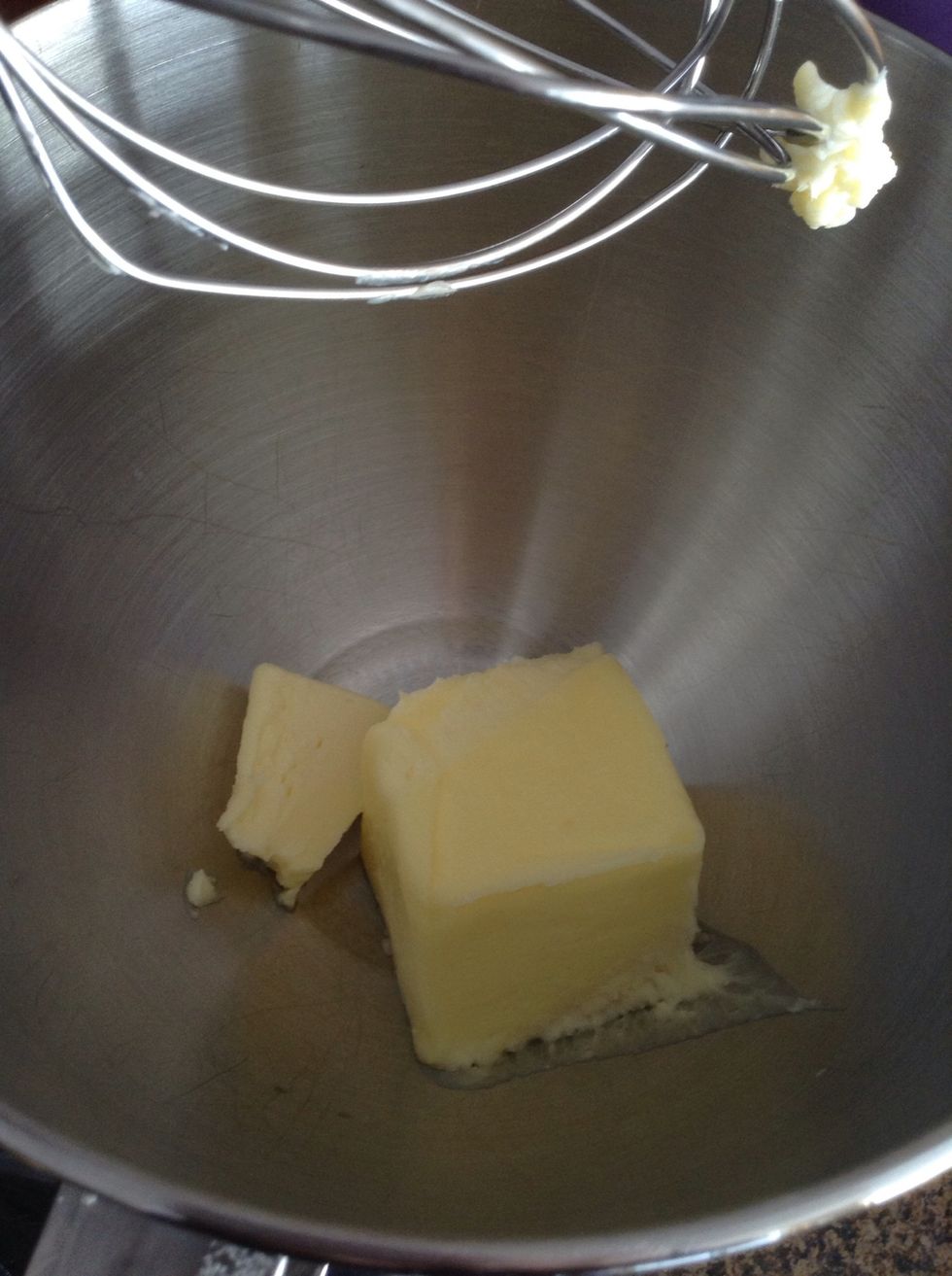 Put 1 cup butter into mixer bowl