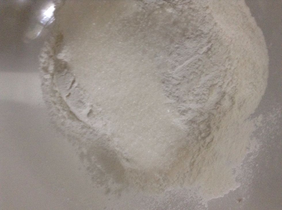 Put 1 cup or Glutinous Rice flour and a 1/4 of a cup of sugar in a microwave safe bowl