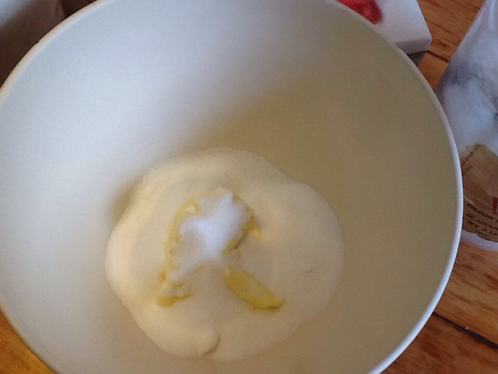 put 100 grams of butter with 150 grams of caster sugar