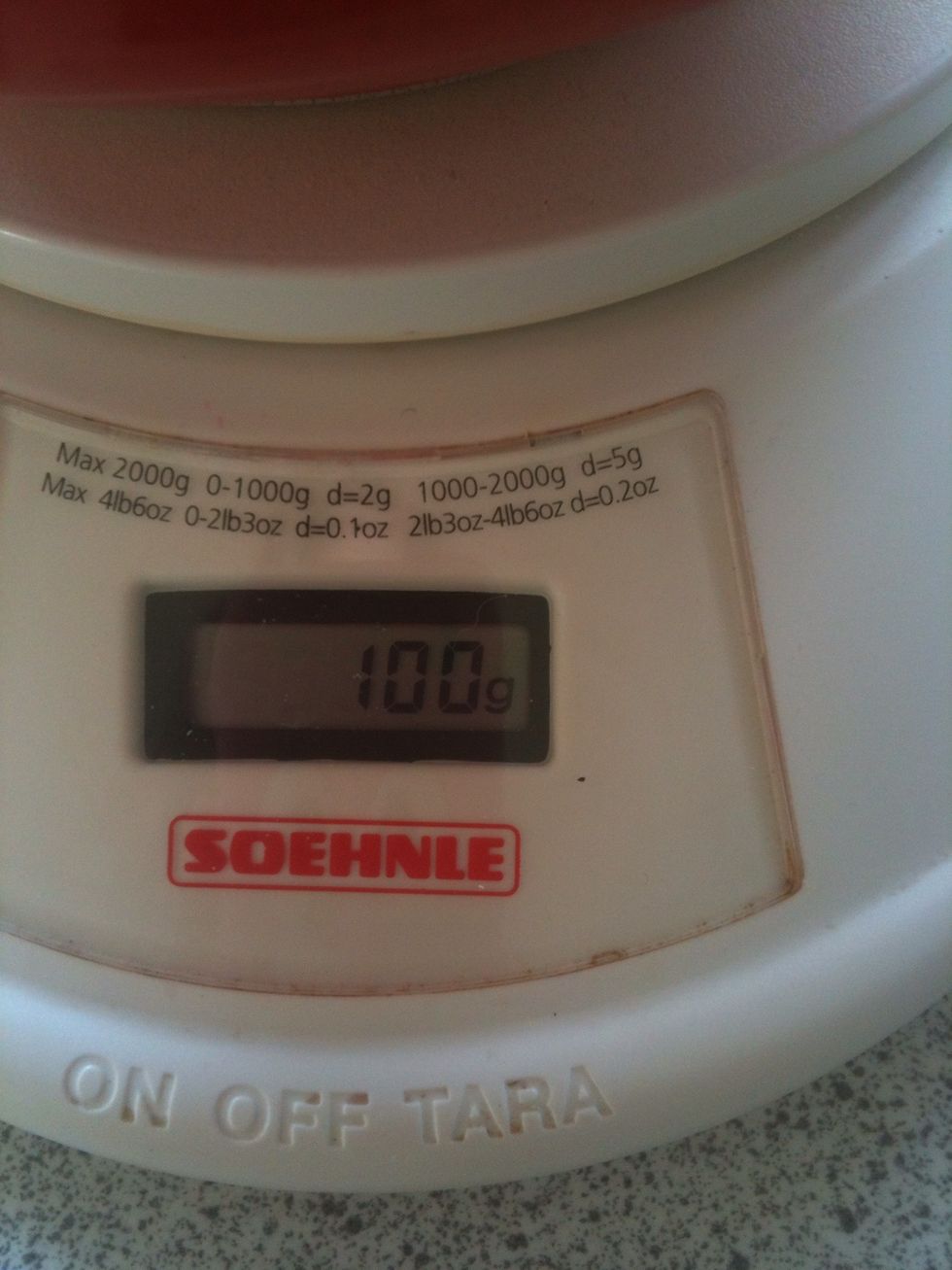Put 100g of the sugar into the bowl