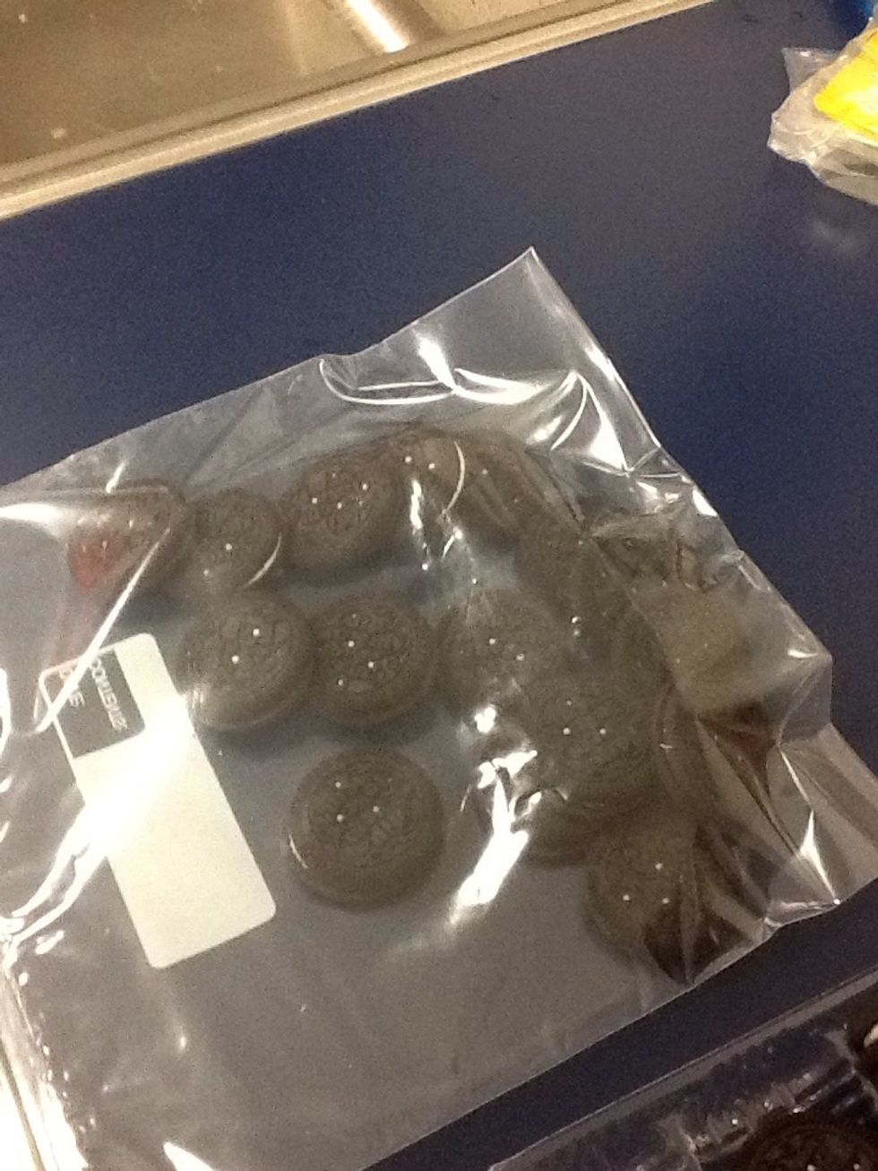 Put 16 Oreos in a zip lock bag